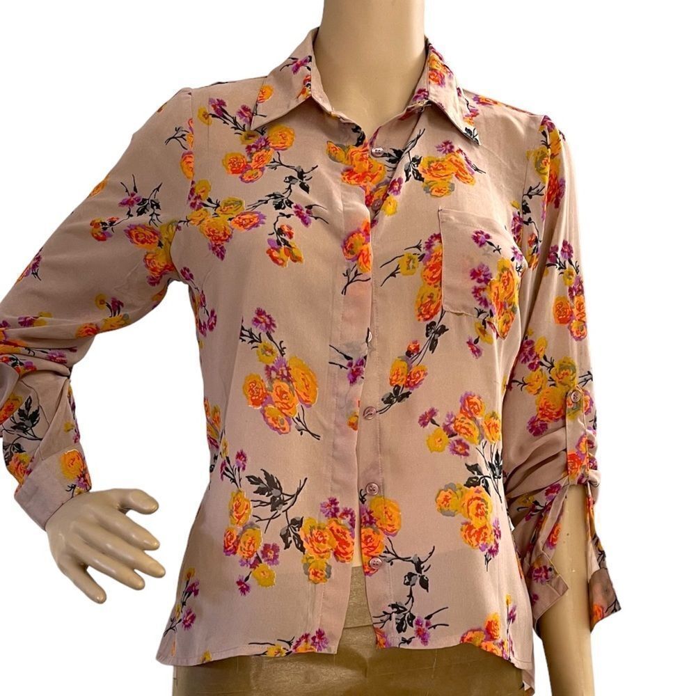 Love Fire Tan Orange Floral Bottom Front Long Sleeve beautiful Long Back style